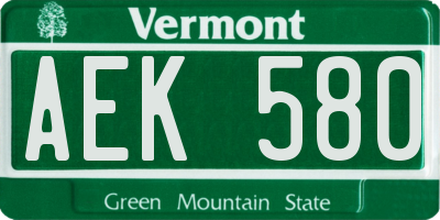 VT license plate AEK580