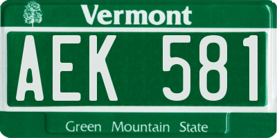 VT license plate AEK581
