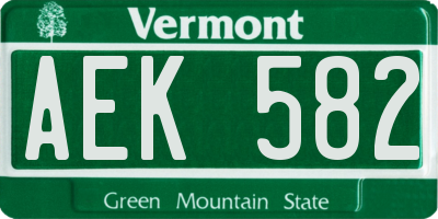 VT license plate AEK582