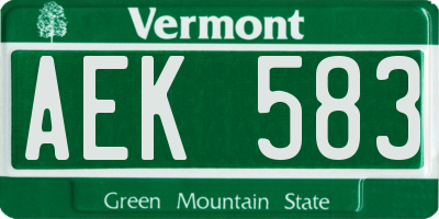 VT license plate AEK583