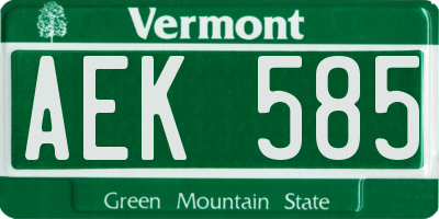 VT license plate AEK585