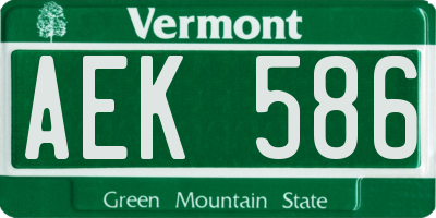 VT license plate AEK586