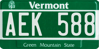 VT license plate AEK588