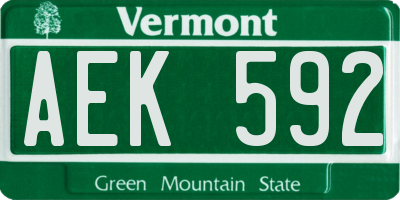VT license plate AEK592