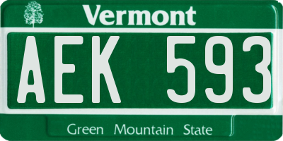 VT license plate AEK593