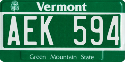 VT license plate AEK594