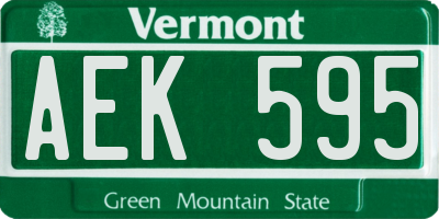 VT license plate AEK595