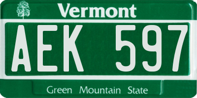 VT license plate AEK597
