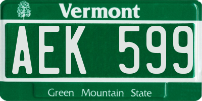 VT license plate AEK599