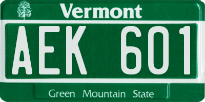 VT license plate AEK601