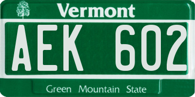 VT license plate AEK602