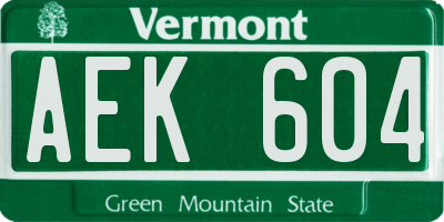 VT license plate AEK604