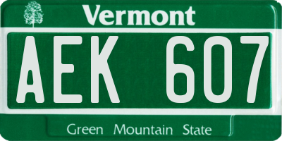 VT license plate AEK607
