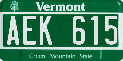 VT license plate AEK615