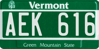 VT license plate AEK616