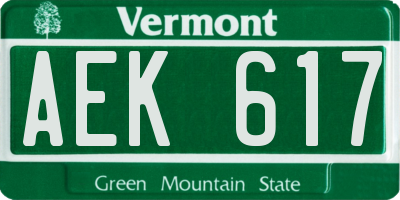 VT license plate AEK617