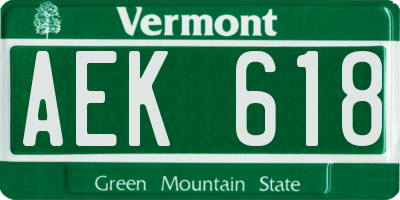 VT license plate AEK618