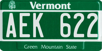 VT license plate AEK622