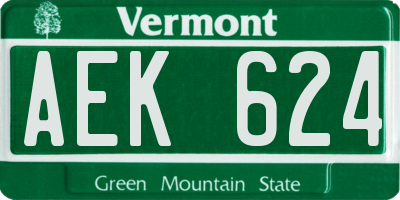 VT license plate AEK624