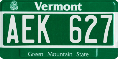 VT license plate AEK627