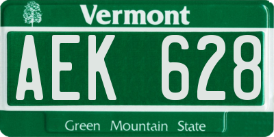 VT license plate AEK628