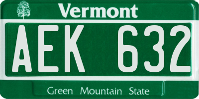 VT license plate AEK632