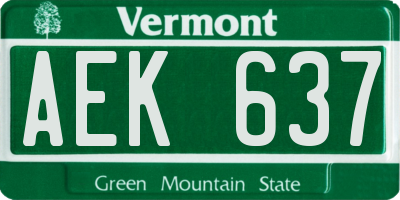 VT license plate AEK637