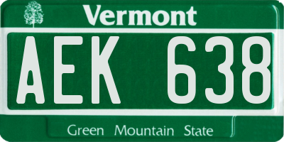 VT license plate AEK638