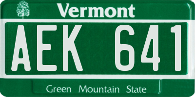 VT license plate AEK641