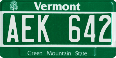VT license plate AEK642