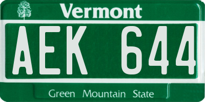 VT license plate AEK644