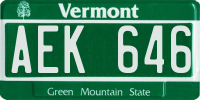 VT license plate AEK646
