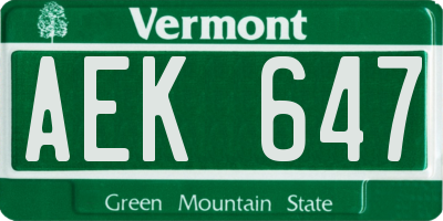 VT license plate AEK647