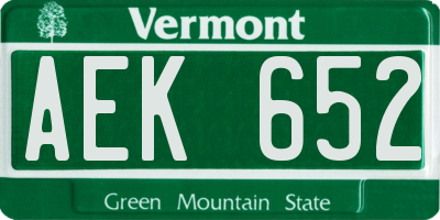 VT license plate AEK652