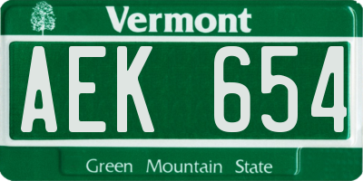 VT license plate AEK654