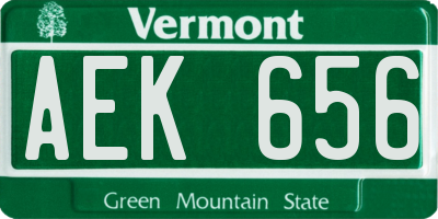 VT license plate AEK656