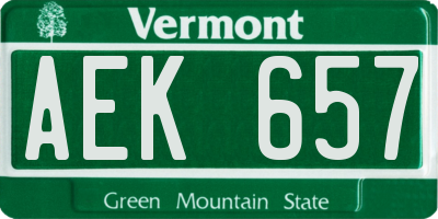 VT license plate AEK657