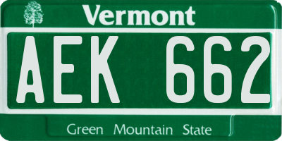 VT license plate AEK662