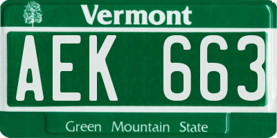 VT license plate AEK663