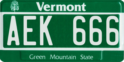 VT license plate AEK666