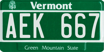 VT license plate AEK667