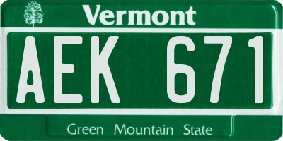 VT license plate AEK671