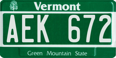 VT license plate AEK672