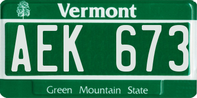 VT license plate AEK673