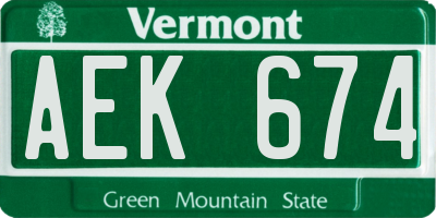 VT license plate AEK674