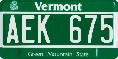 VT license plate AEK675