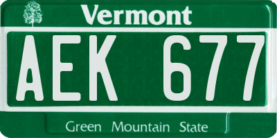 VT license plate AEK677