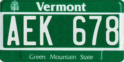 VT license plate AEK678