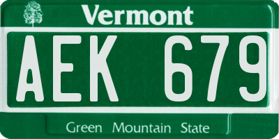VT license plate AEK679