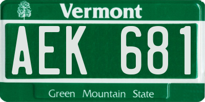 VT license plate AEK681